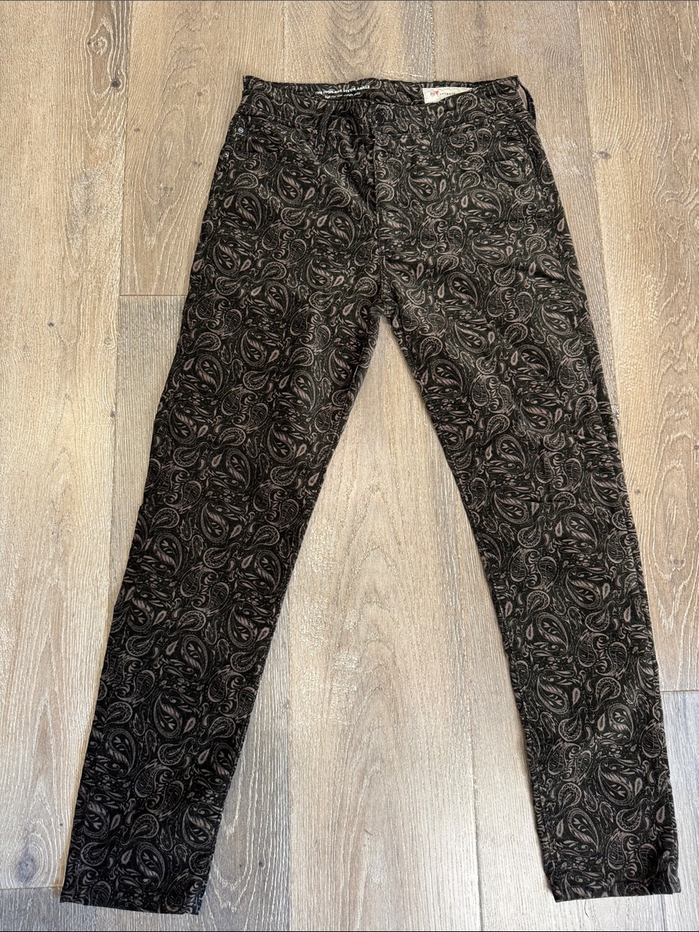 Ag Adriano Goldschmied Black/Gray Paisley High-Rise Stevie Ankle Jeans 29R 0772